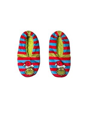 The Grinch Striped Slippers Fit Like Women’s Size US 6.5-7 / Big Kids Size US 5Y
